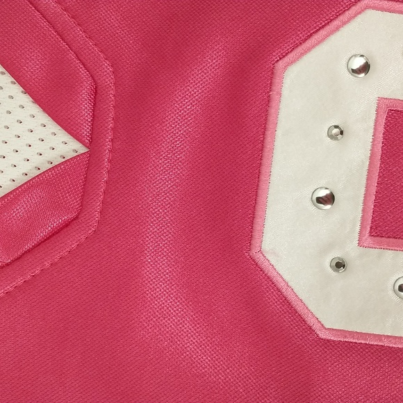 NFL Jets Sanchez Pink Woman's Top #6 w Bling sz M NWT Football Jersey Feminine - Picture 10 of 11